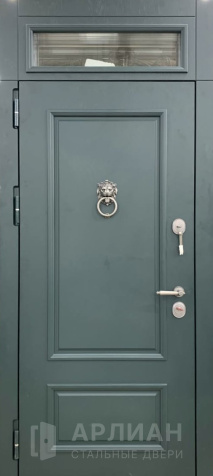 Фото «Зеленая дверь отделка МДФ панель с фрамугой входная №22»